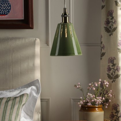 Joules - Allington Pendant Green Ceramic and Matt Antique Brass Joules - Allington Pendant Green Ceramic and Matt Antique Brass