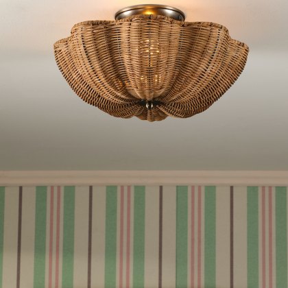 Joules - Braywick 2 Light Flush Satin Bronze and Rattan Shade Joules - Braywick 2 Light Flush Satin Bronze and Rattan Shade