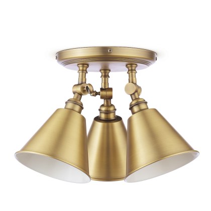 Joules Wollaton - 3 Light Plate Spotlight Matt Antique Brass and Matt White Joules Wollaton - 3 Light Plate Spotlight Matt Antique Brass and Matt White
