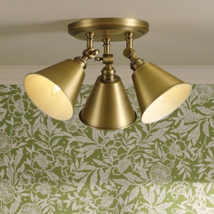 Joules Wollaton - 3 Light Plate Spotlight Matt Antique Brass and Matt White Joules Wollaton - 3 Light Plate Spotlight Matt Antique Brass and Matt White