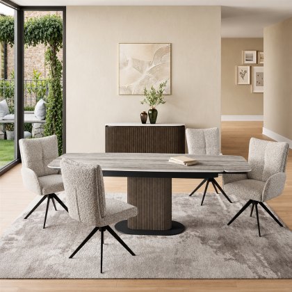 Modena - Travertine Ceramic Extending Dining Table (160-220cm) Modena - Travertine Ceramic Extending Dining Table (160-220cm)
