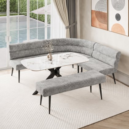 Abbott - Curved Corner Bench Set (Grey Fabric) Abbott - Curved Corner Bench Set (Grey Fabric)