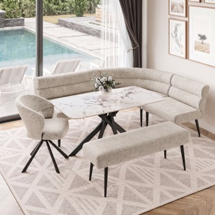Abbott - Curved Corner Bench Set (Champagne Fabric) Abbott - Curved Corner Bench Set (Champagne Fabric)