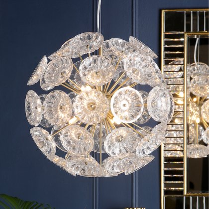 Laura Ashley - Elwick 6 Light Pendant Textured Glass Antique Brass Laura Ashley - Elwick 6 Light Pendant Textured Glass Antique Brass