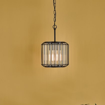 Dar - Naeva 3 Light Pendant (Satin Black Crystal)