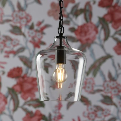 Laura Ashley - Ockley Bottle Pendant Glass Matt Black Laura Ashley - Ockley Bottle Pendant Glass Matt Black