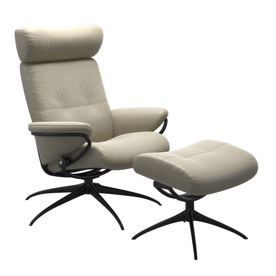 Stressless Stressless Berlin - Recliner Chair and Footstool with Adjustable Headrest (Star Base)