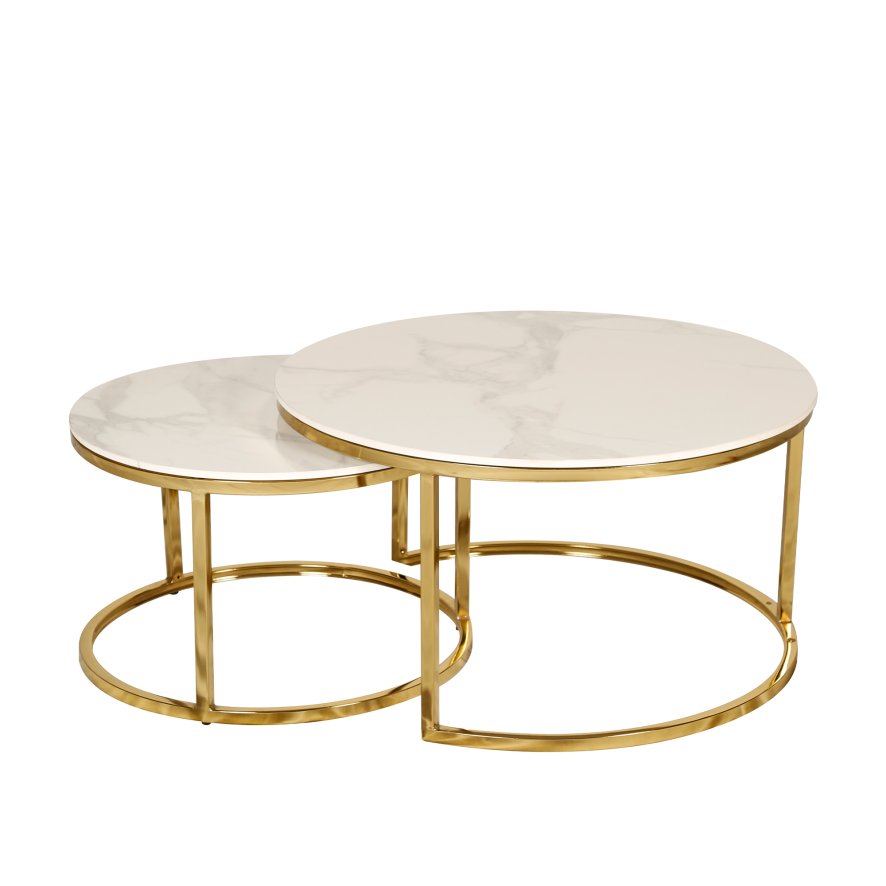 Value Mark Furniture Berkshire - Round Coffee Table Nest (White Ceramic)
