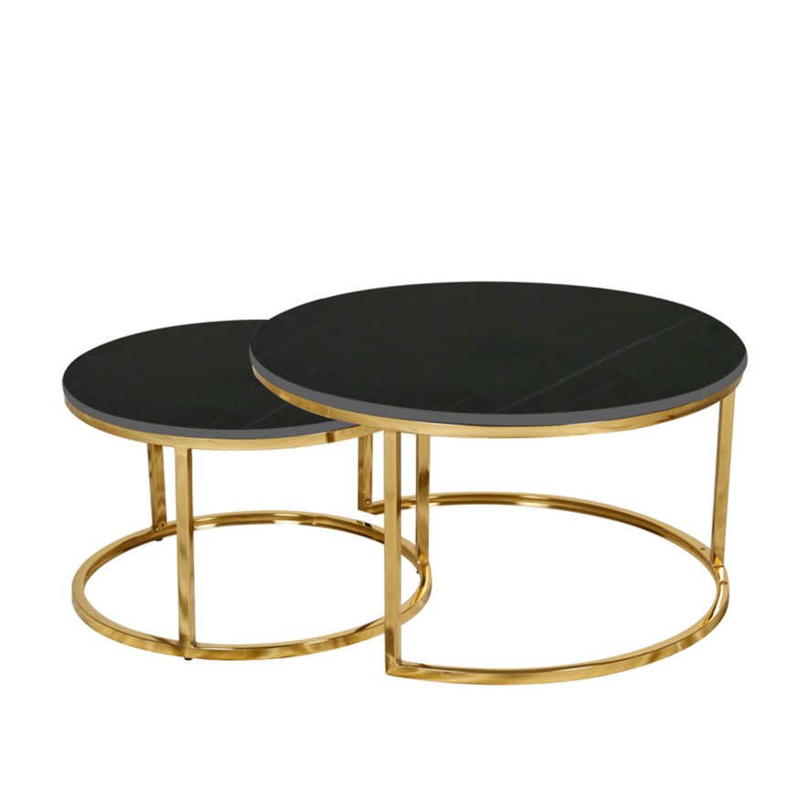 Value Mark Furniture Berkshire - Round Coffee Table Nest (Black Ceramic)