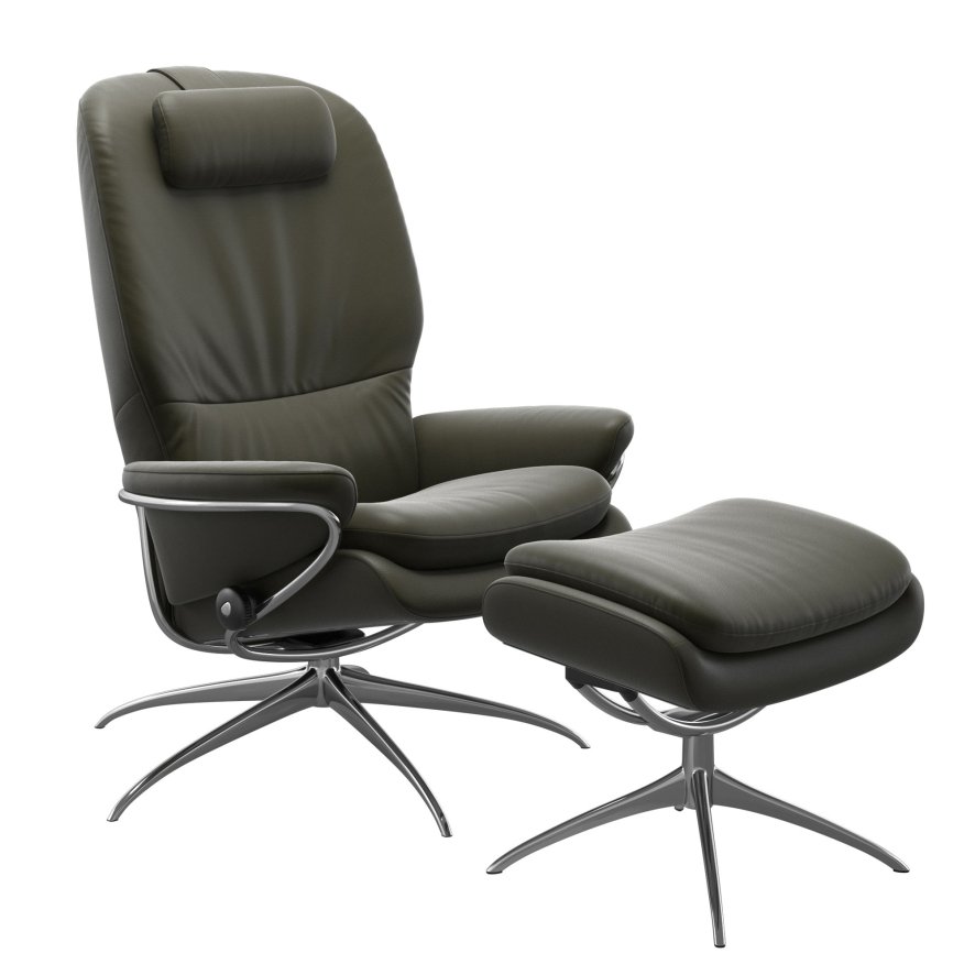 Stressless Stressless Rome - High Back Recliner Chair with Footstool (Star Base)