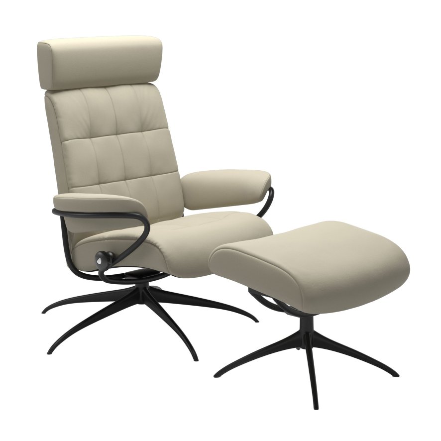 Stressless Stressless London - Recliner Chair with Footstool and Adjustable Headrest (Star Base)