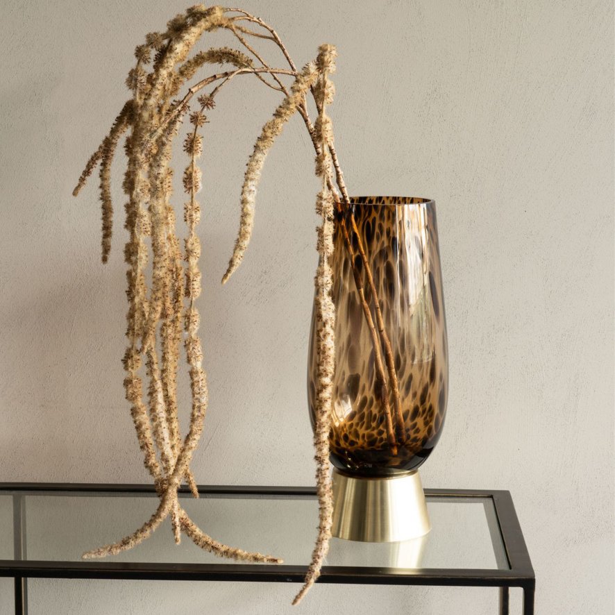 Libra Savanna - Glass Vase with Brass Base (40cm)