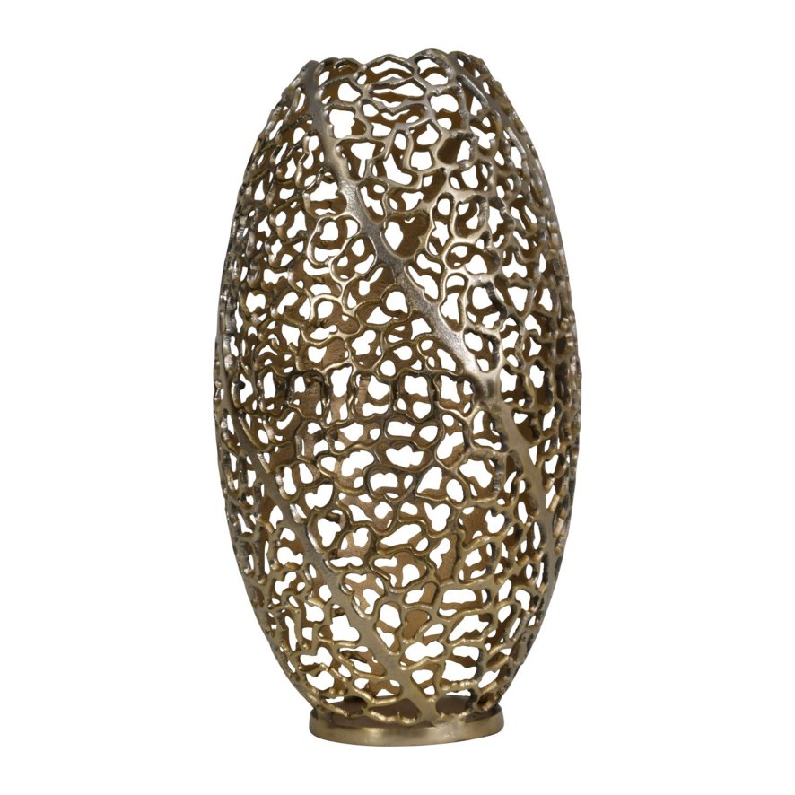 Libra Aussie - Gold Coral Aluminium Barrel Vase (26x48cm)