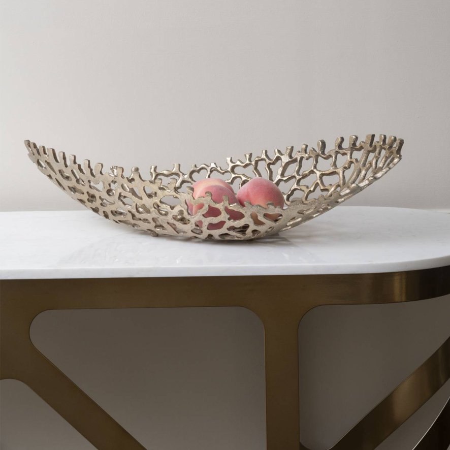 Libra Aussie - Gold Coral Aluminium Ellipse Bowl (26x63x16cm)