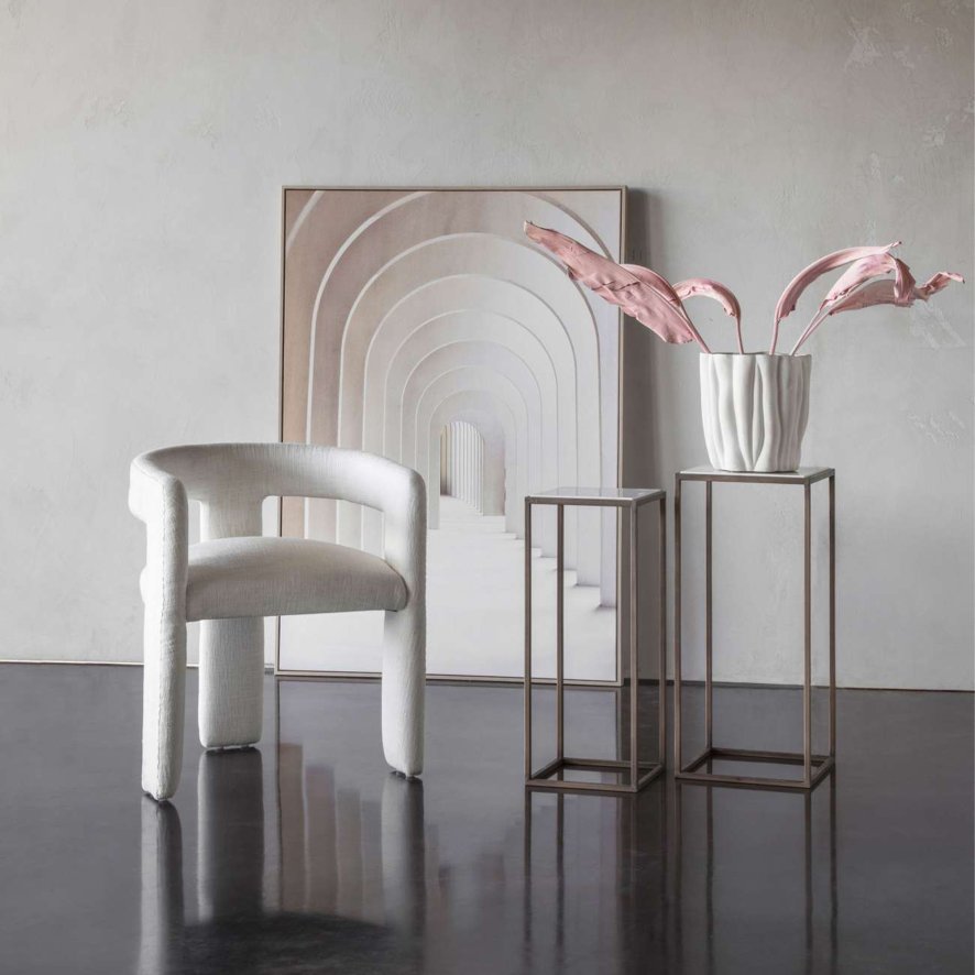 Libra Hylas - Two Ceramic Side Tables with Antique Copper Frame