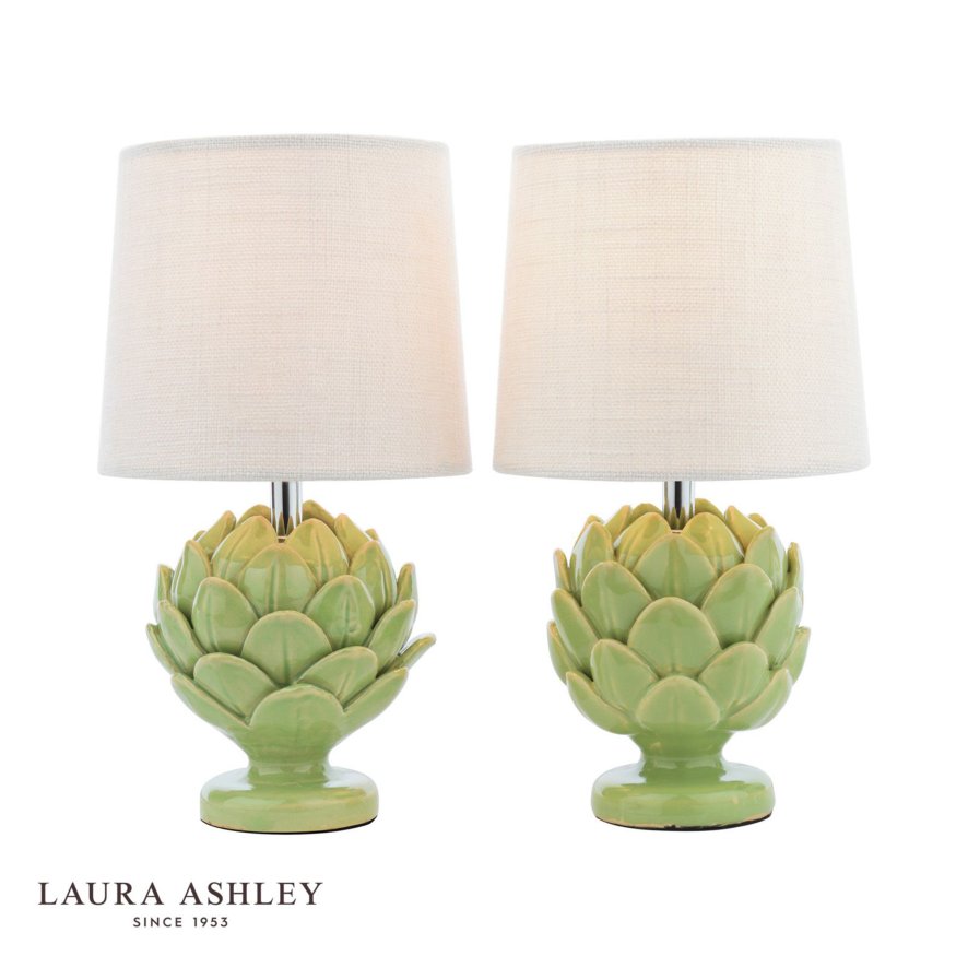 Laura Ashley Laura Ashley Artichoke - Green Table Lamp With Shade (Twin Pack)