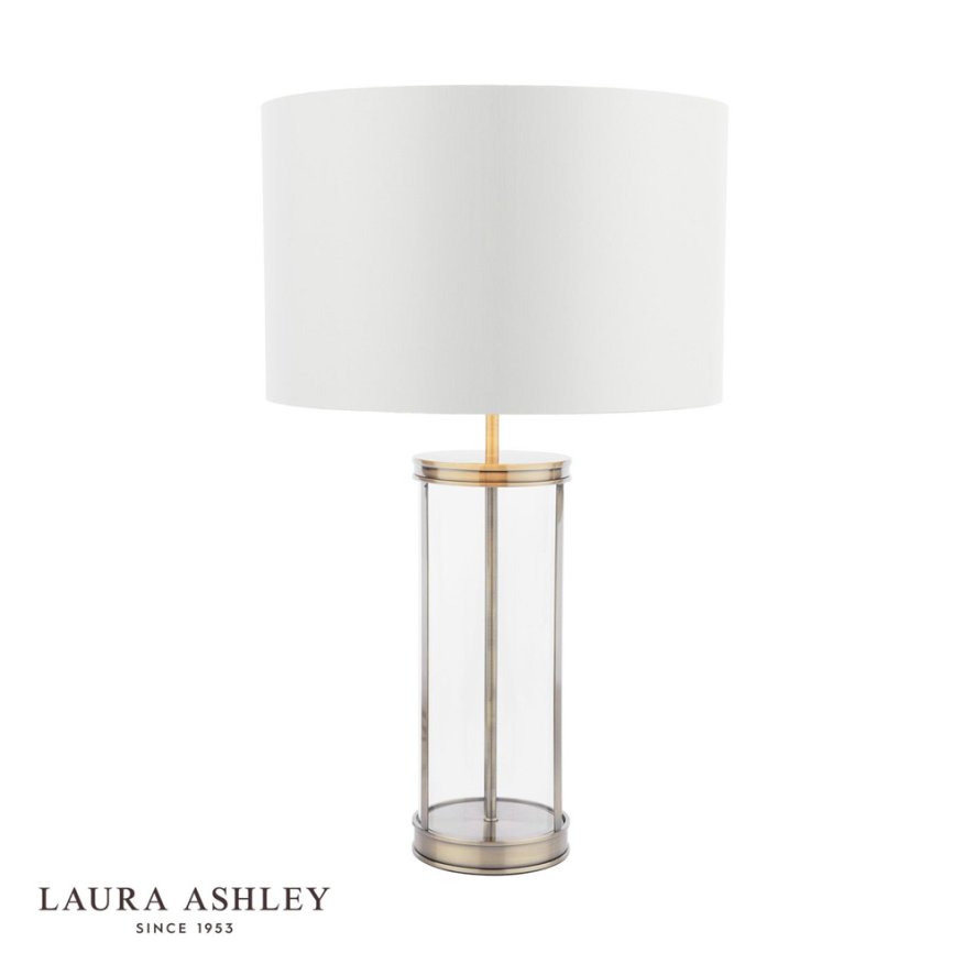 Dar Lighting Laura Ashley Harrington - Large Table Lamp With Shade (Antique Brass and Glass)