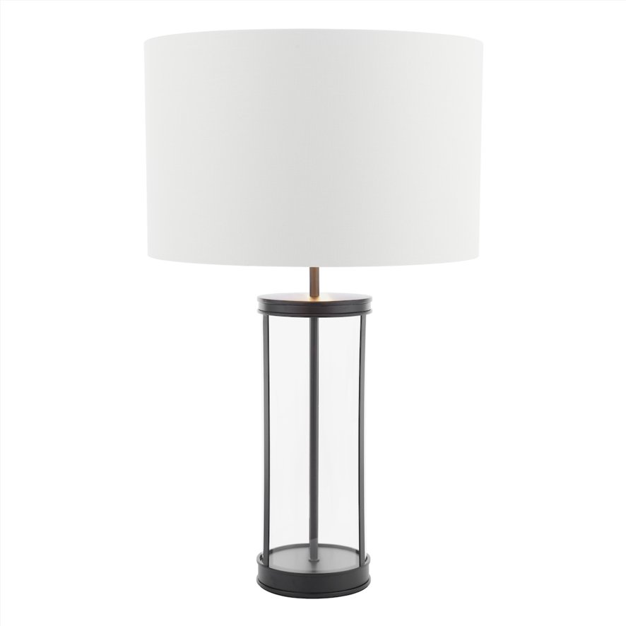 Laura Ashley Laura Ashley - Harrington Large Table Lamp (Matt Black and Glass With Shade)