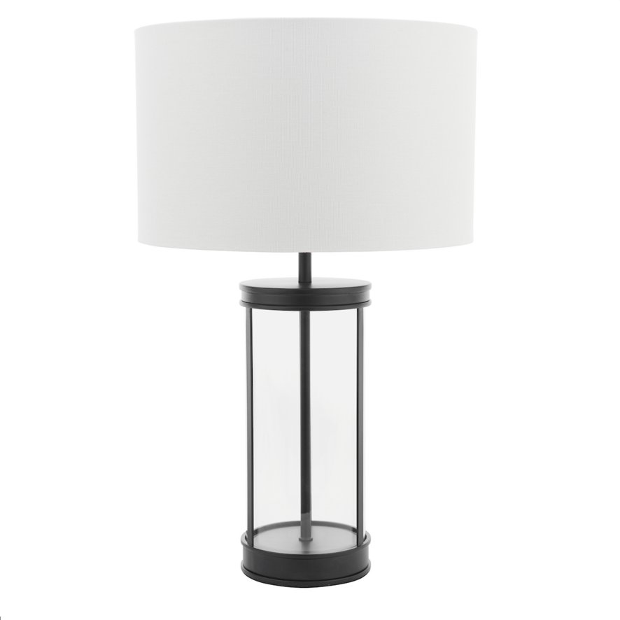 Laura Ashley Laura Ashley - Harrington Small Table Lamp (Matt Black and Glass With Shade)