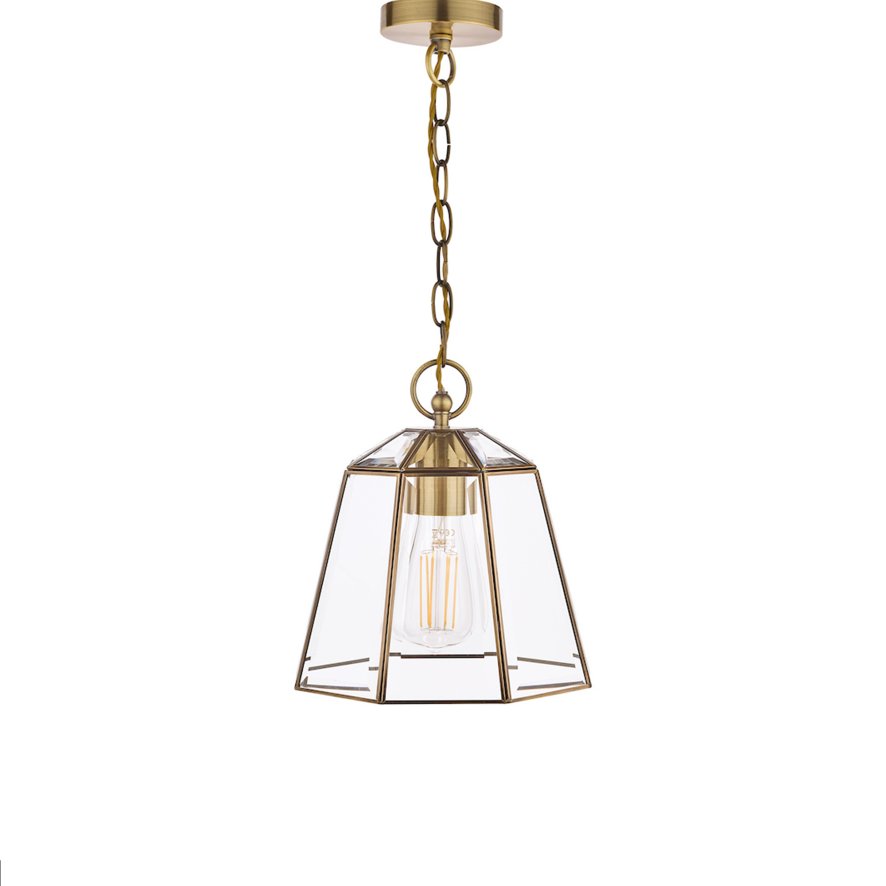 Laura Ashley Laura Ashley - Isaac Easy Fit Pendant Antique Brass and Glass