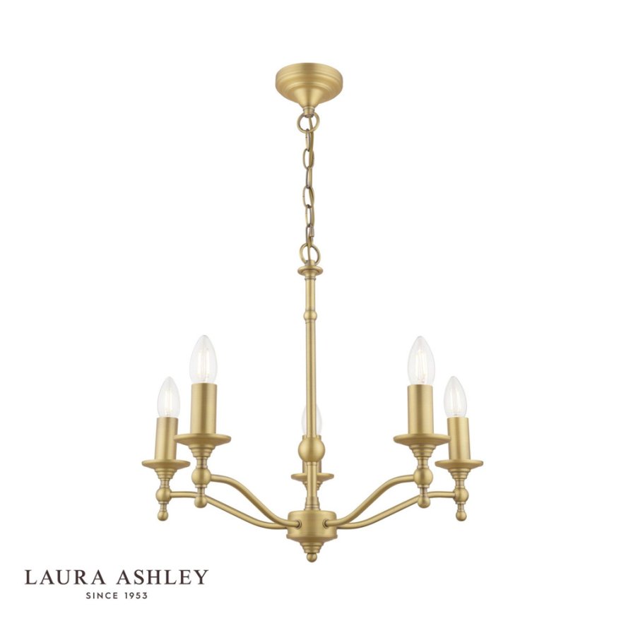 Dar Lighting Laura Ashley Ludchurch - 5 Light Armed Pendant Matt Fitting Only (Antique Brass)