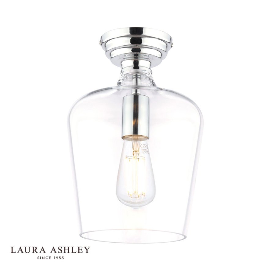 Dar Lighting Laura Ashley Ockley - Semi-Flush Ceiling Light (Polished Chrome and Glass)