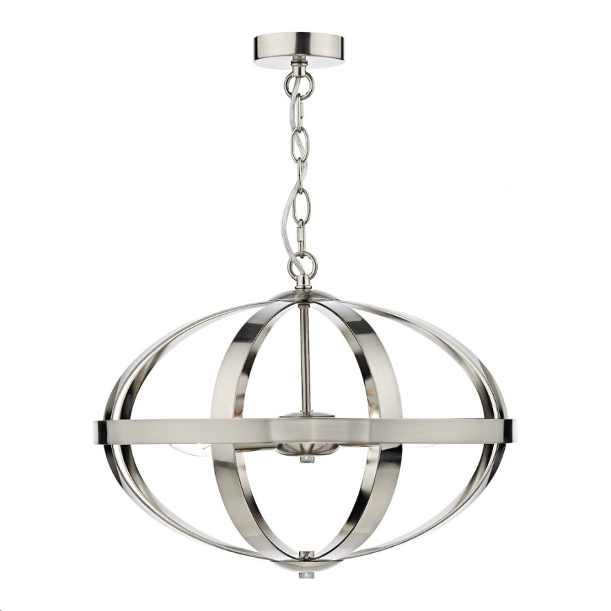 Dar Lighting Dar - Symbol 3 Light Pendant (Satin Chrome)