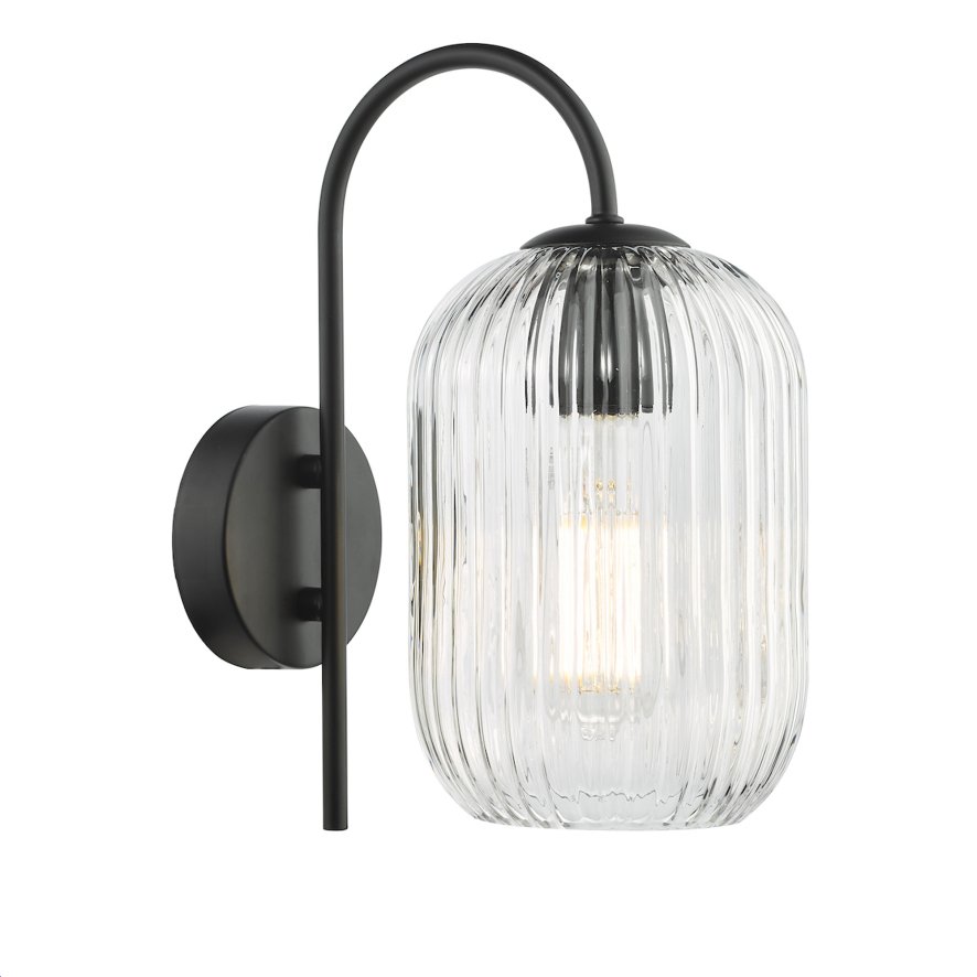 Dar Lighting Dar - Idra Wall Light Matt Black with Clear Glass