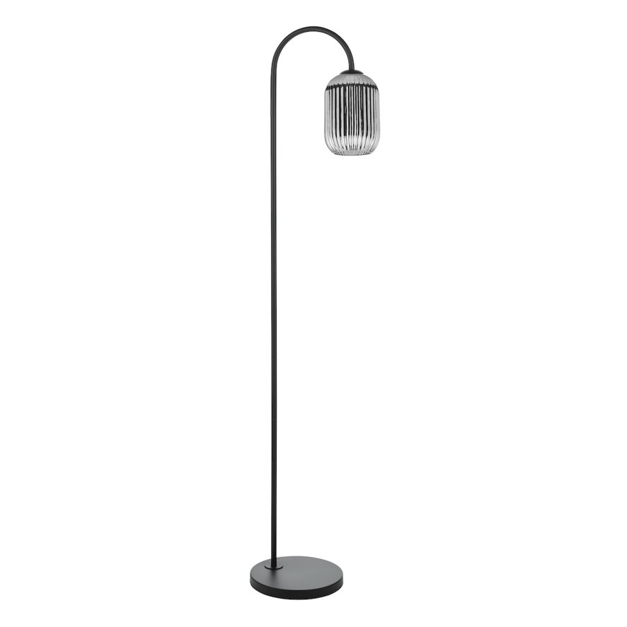 Dar Lighting Dar - Idra Floor Lamp Matt Black with Smoked Glass