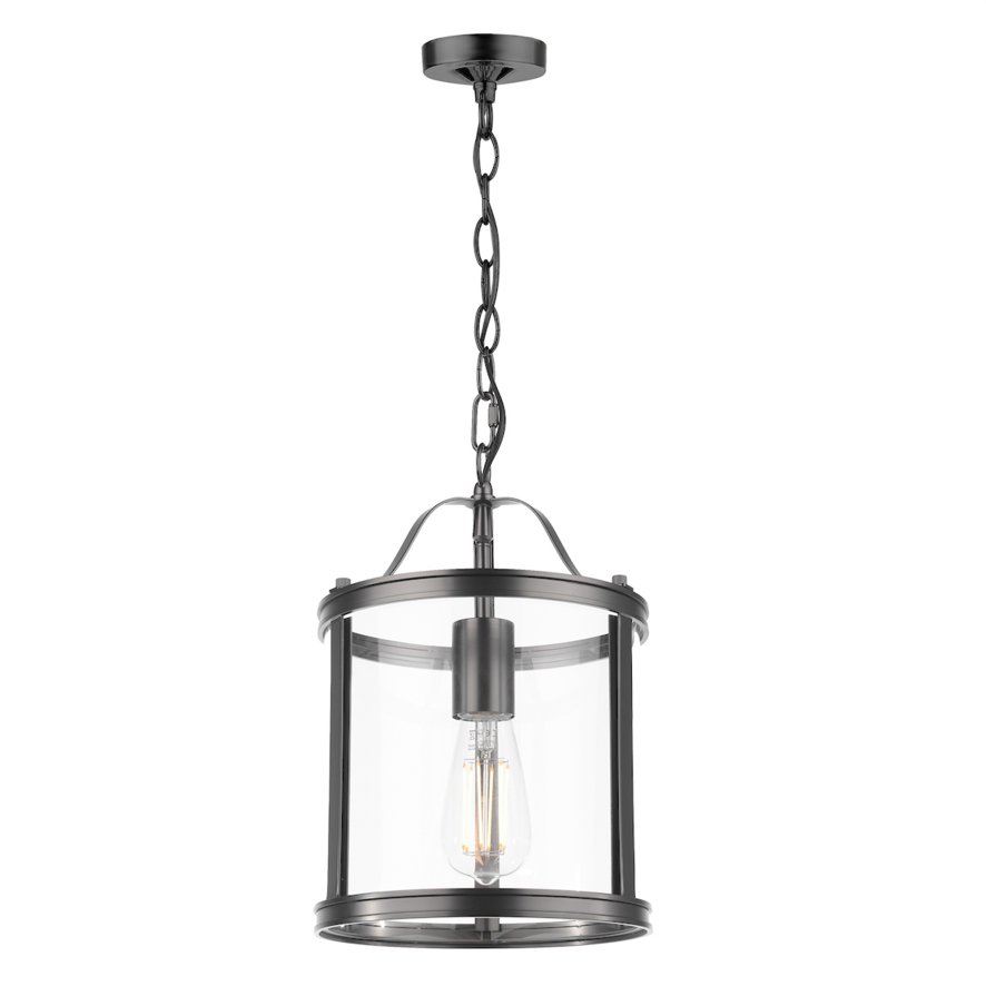 Laura Ashley Laura Ashley - Harrington Single Pendant (Matt Black and Glass)