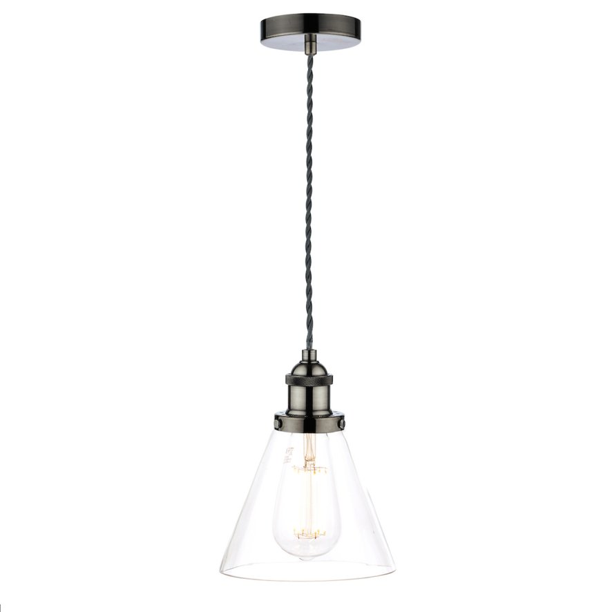 Laura Ashley Laura Ashley - Isaac Pendant Satin Nickel Glass