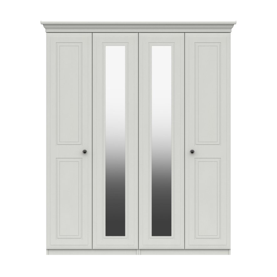 One Call Furniture Devon - Tall Four Door Robe with Two Mirrors (Soft Close)