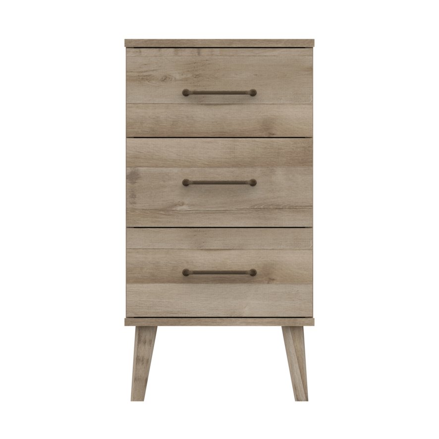 One Call Furniture Dorset - Three Drawer Bedside Chest (Soft Close)