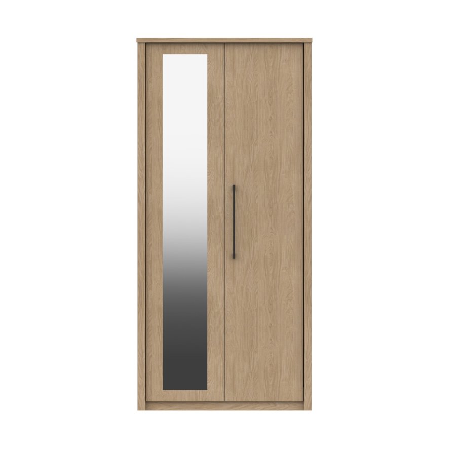 One Call Furniture Newquay - Two Door Wardrobe with Mirror (Soft Close)