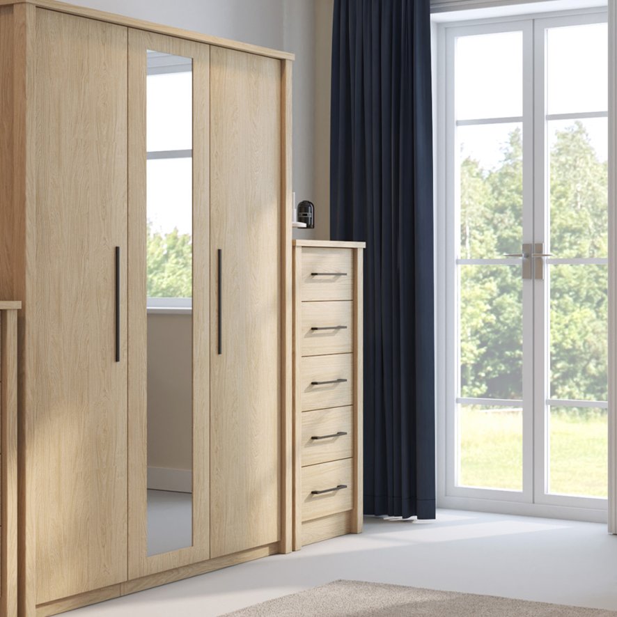 One Call Furniture Newquay - Three Door Wardrobe with Mirror (Soft Close)