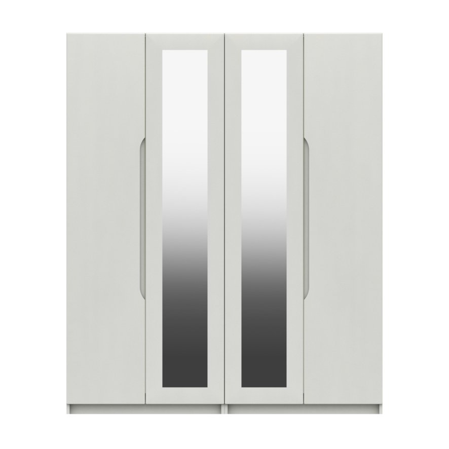 One Call Furniture Paignton - Four Door Bifold Wardrobe with Two Mirrors (Soft Close)