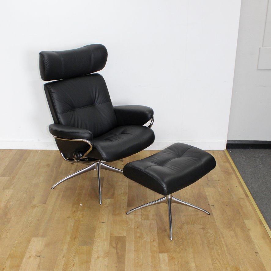 Stressless Berlin Recliner Chair and Footstool Star Base