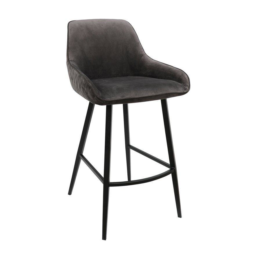 Classic Furniture Malta - Bar Stool (Granite Grey Velvet)