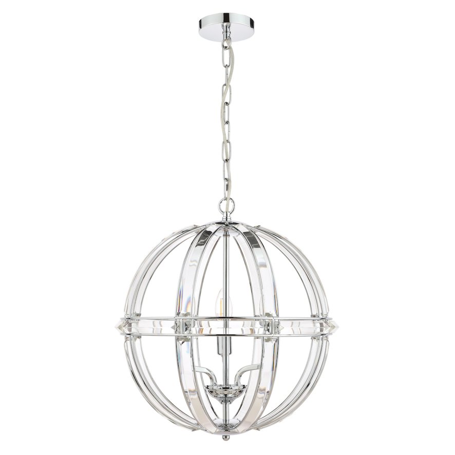 Laura Ashley Laura Ashley - Aidan 5lt Pendant Glass Polished Chrome