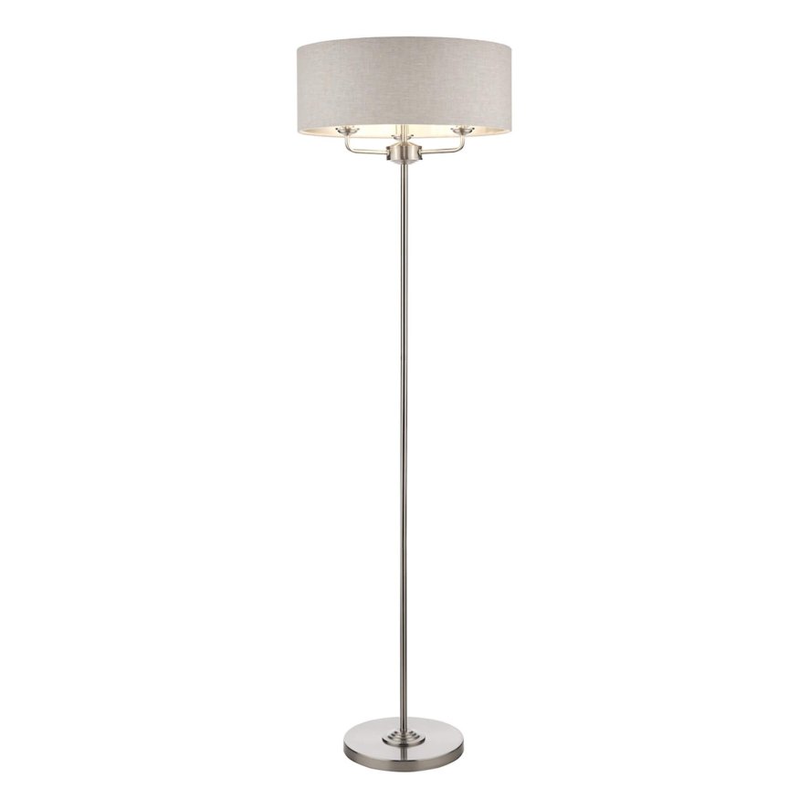 Laura Ashley Laura Ashley - Sorrento 3lt Floor Lamp Brushed Chrome With Natural Shade