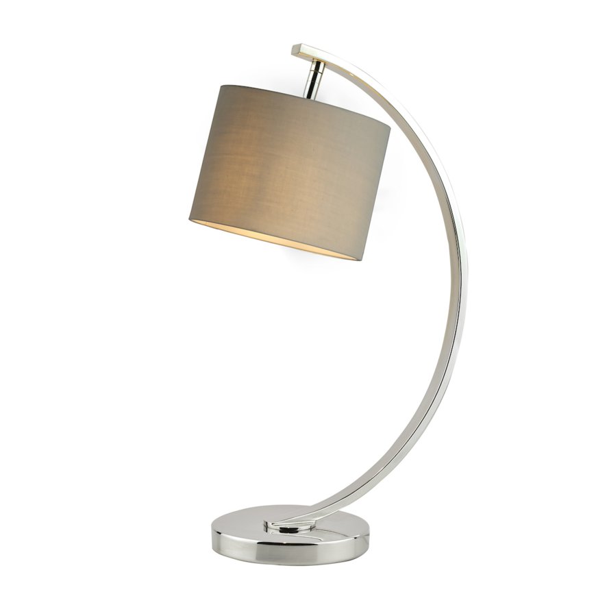 Laura Ashley Laura Ashley - Noah Table Lamp (Polished Nickel with Grey Shade)