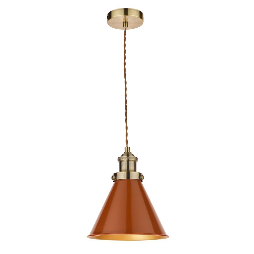 Laura Ashley Laura Ashley - Rufus Pendant Antique Brass & Orange