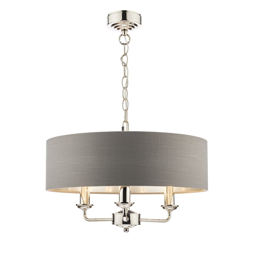 Laura Ashley - Sorrento 3 Light Pendant With Charcoal Shade Laura Ashley - Sorrento 3 Light Pendant With Charcoal Shade