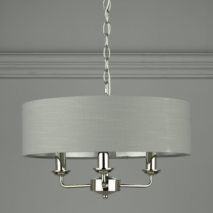 Laura Ashley - Sorrento 3 Light Pendant With Charcoal Shade Laura Ashley - Sorrento 3 Light Pendant With Charcoal Shade