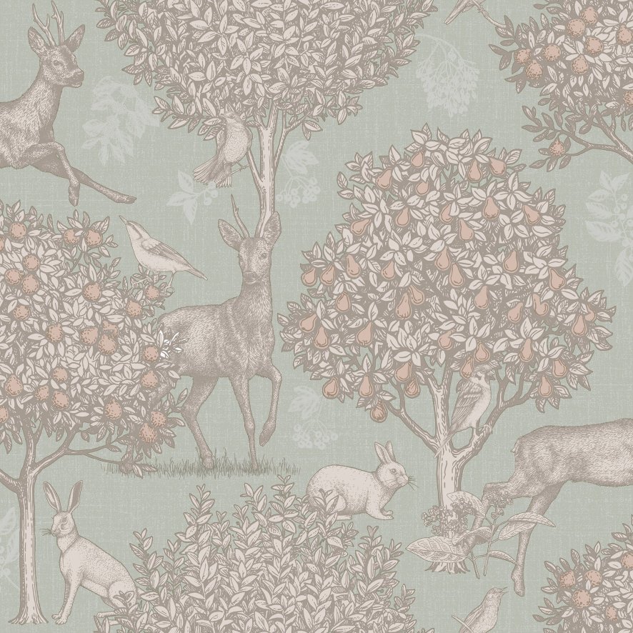 Esselle - Woodland Scene Sage Green Wallpaper Esselle - Woodland Scene Sage Green Wallpaper