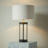 Laura Ashley Laura Ashley - Harrington Small Table Lamp (Matt Black and Glass With Shade)