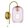 Dar Lighting Dar - Idra Wall Light Aged Bronze with Pink Glass