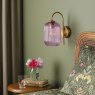 Dar Lighting Dar - Idra Wall Light Aged Bronze with Pink Glass