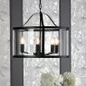 Laura Ashley Laura Ashley - Harrington 5 Light Pendant Matt Black and Glass