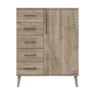 One Call Furniture Dorset - Five Drawer Cabinet with Hanging Storage (Soft Close)